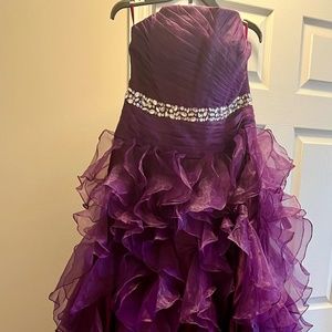 ZAXANTS Purple Ruffle Jeweled Quinceanera Ball Gown Size 10
